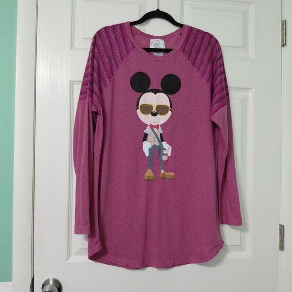 Disney Boutique Tops - Disney Boutique Mickey Mouse Hipster Graphic Raglan Top Pink XXL